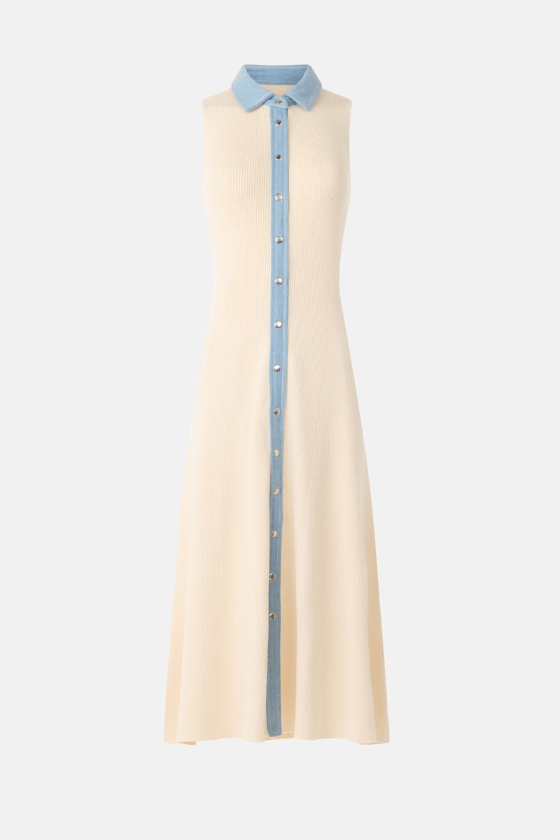 Denim Collar Placket Rib Dress by CeCe - Photo 4