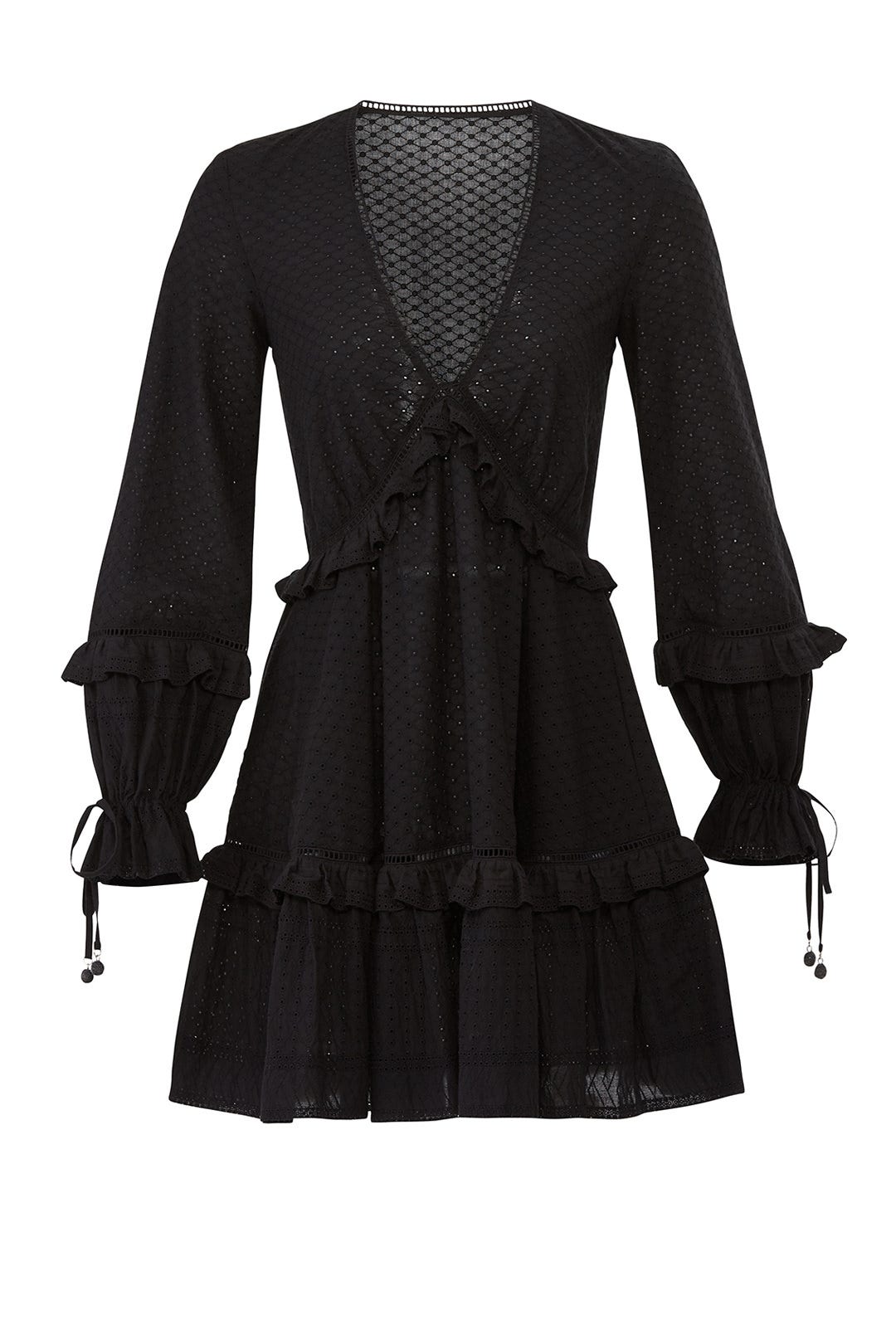 Embroidered Ruffle V-Neck Dress by SIMKHAI 3