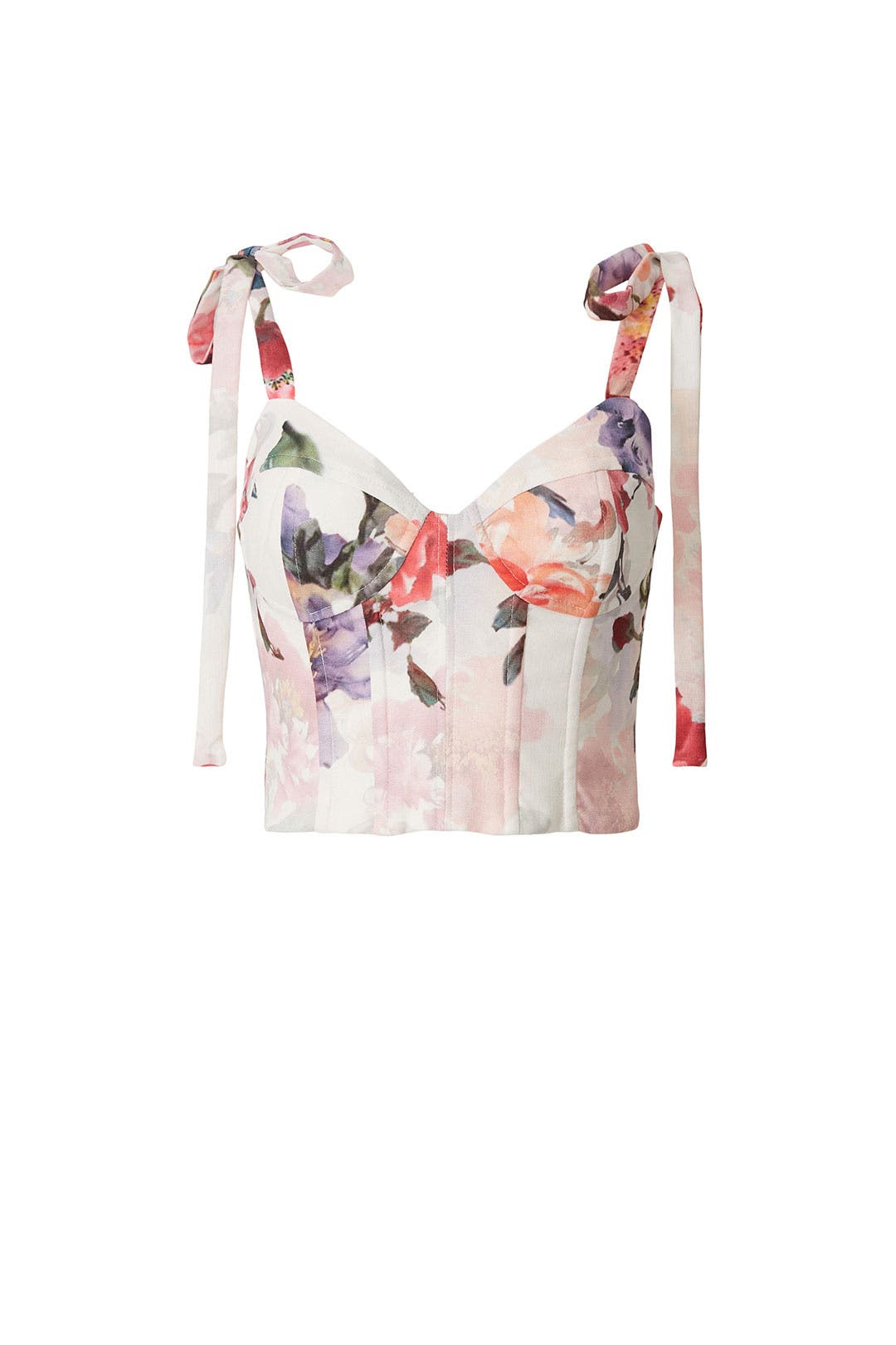 White Floral Bustier Top by PatBO | Rent the Runway