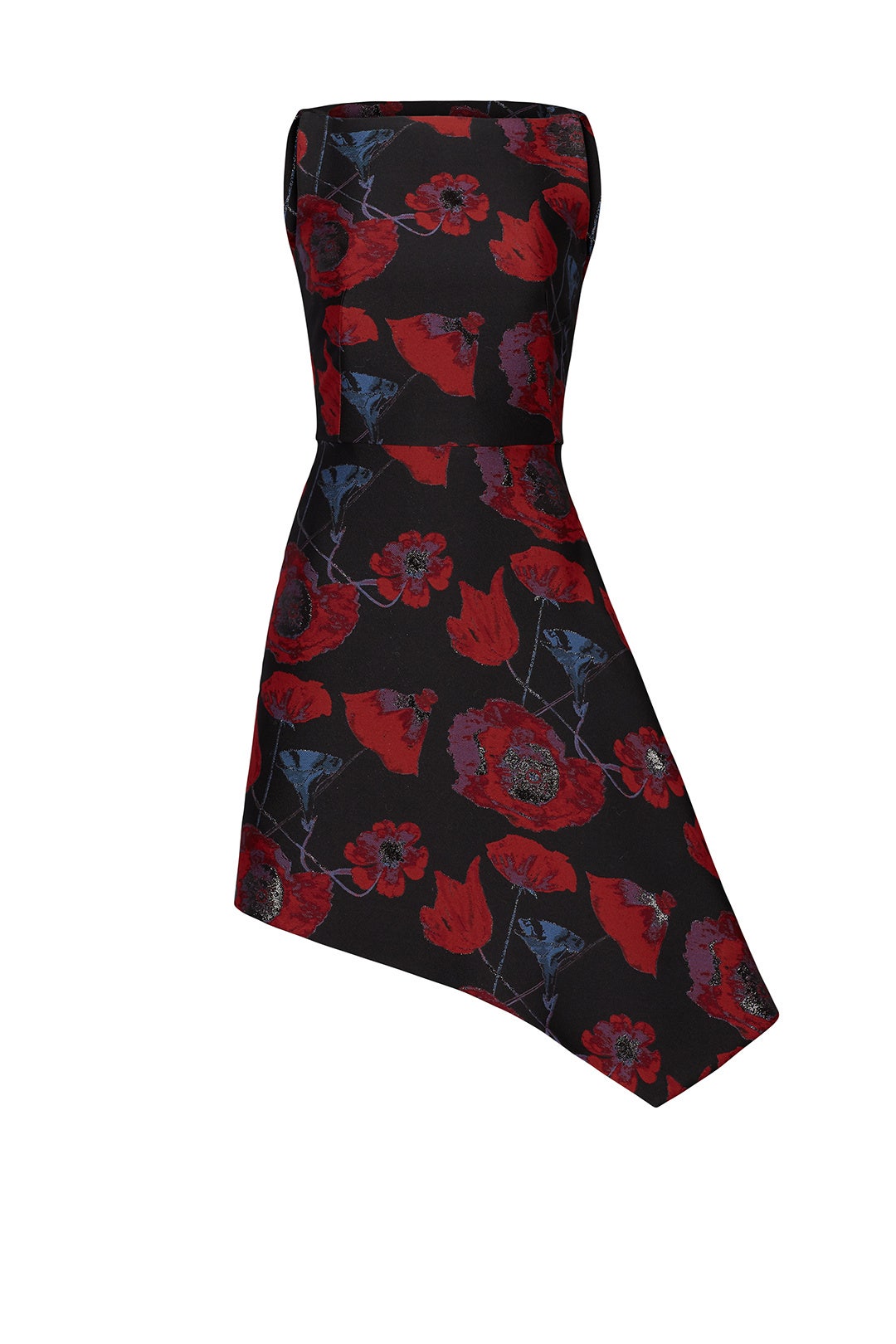 Red Floral Asymmetrical Dress by Osman 3