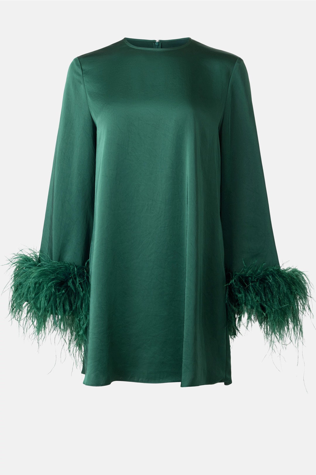 Lightweight Satin Shift Dress With Feathers by LAPOINTE 4