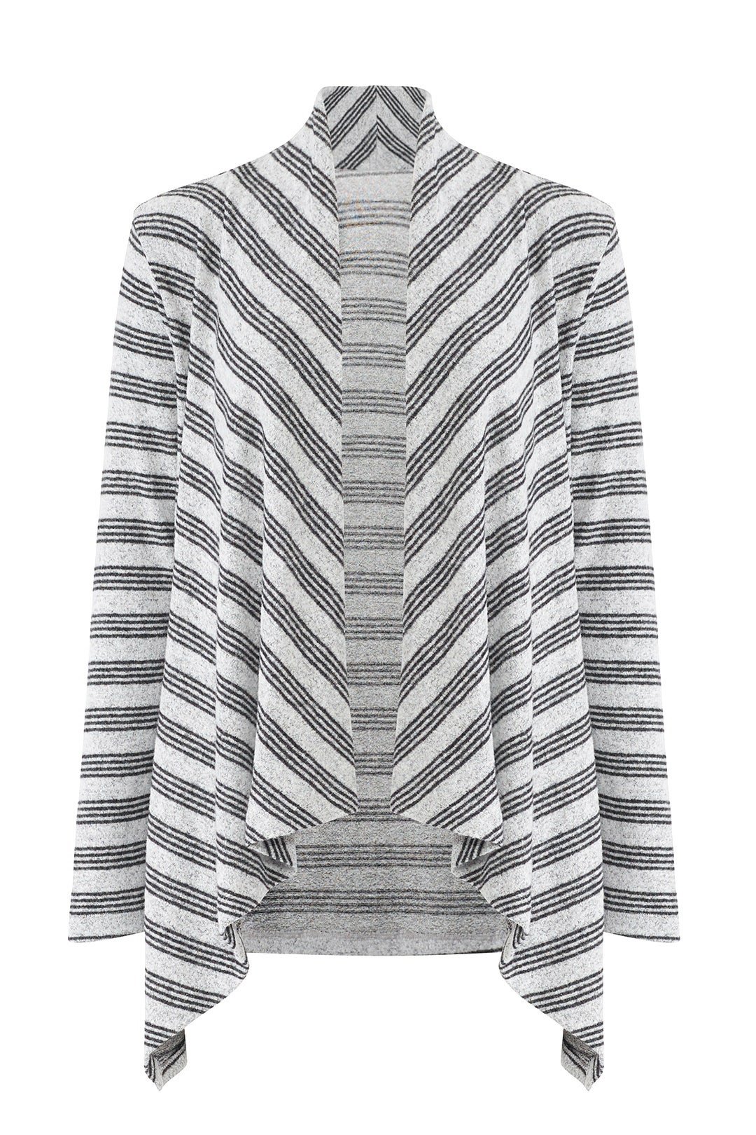 Grey Amie Cozy Stripe Cardigan by B Collection by Bobeau 3