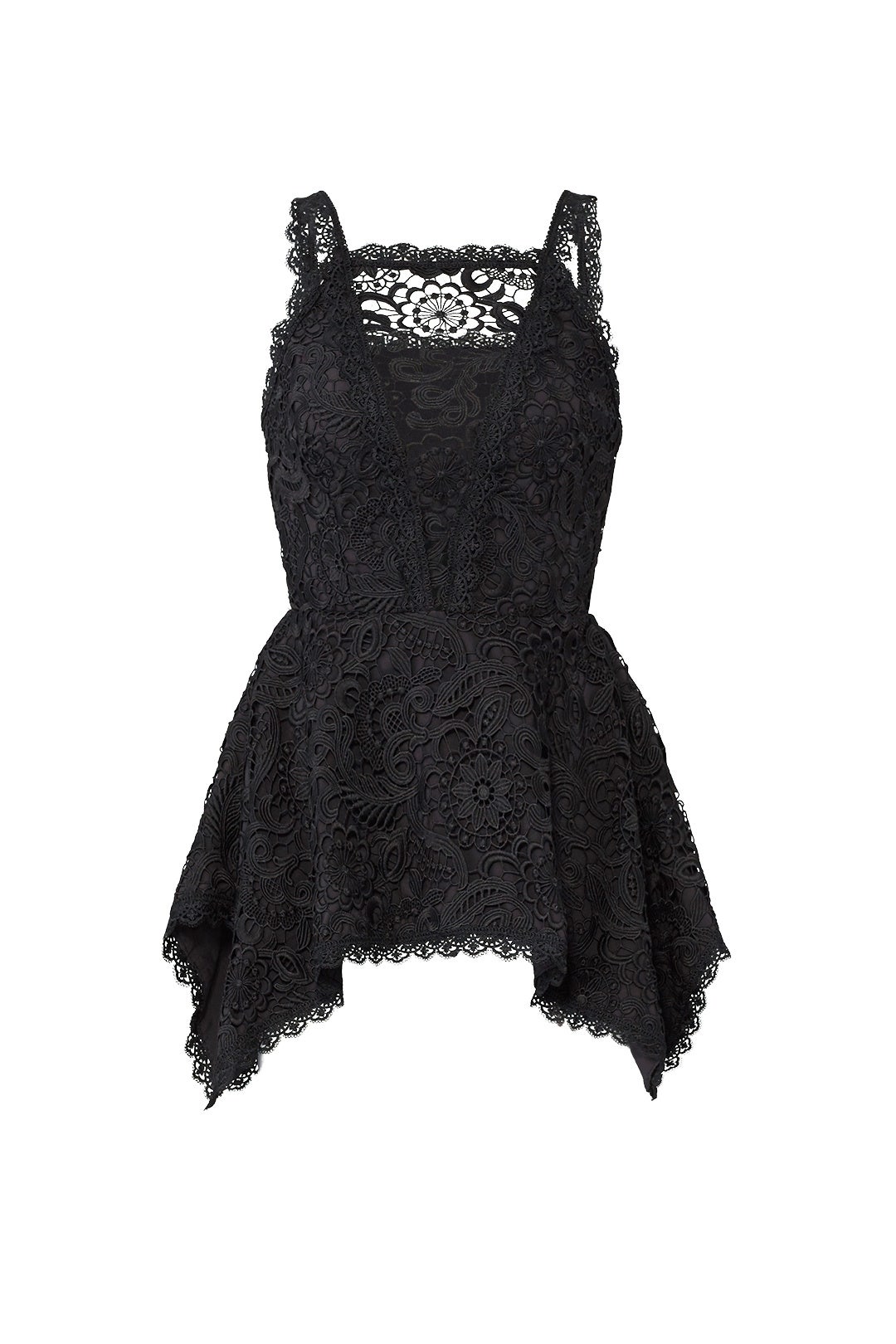 Black Illusion Lace Peplum Top by AMUR 3