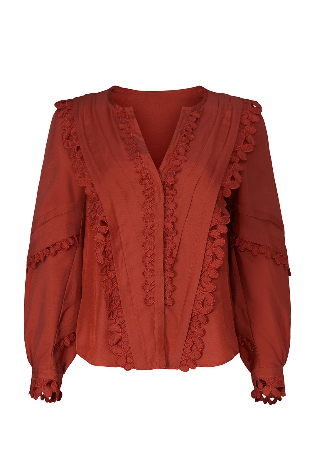 Brick Embroidered Silk Top by Rebecca Taylor NYC 4