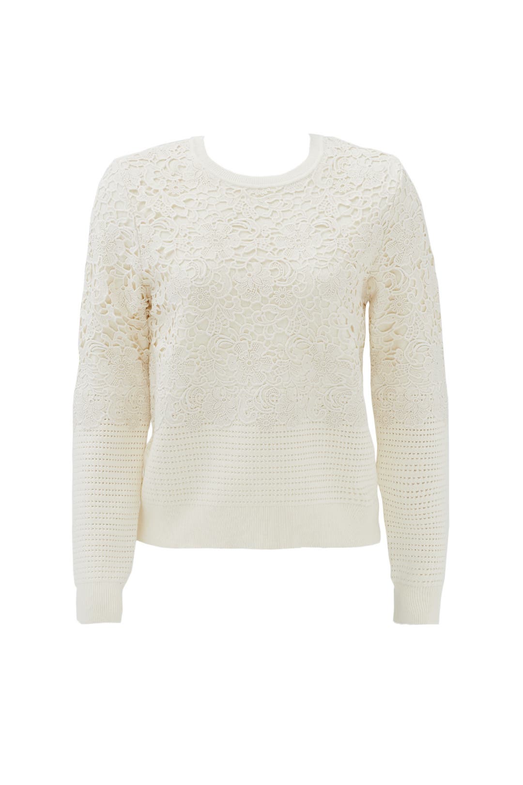 Ivory Pieced Lace Sweater by Tory Burch for 35 Rent the Runway