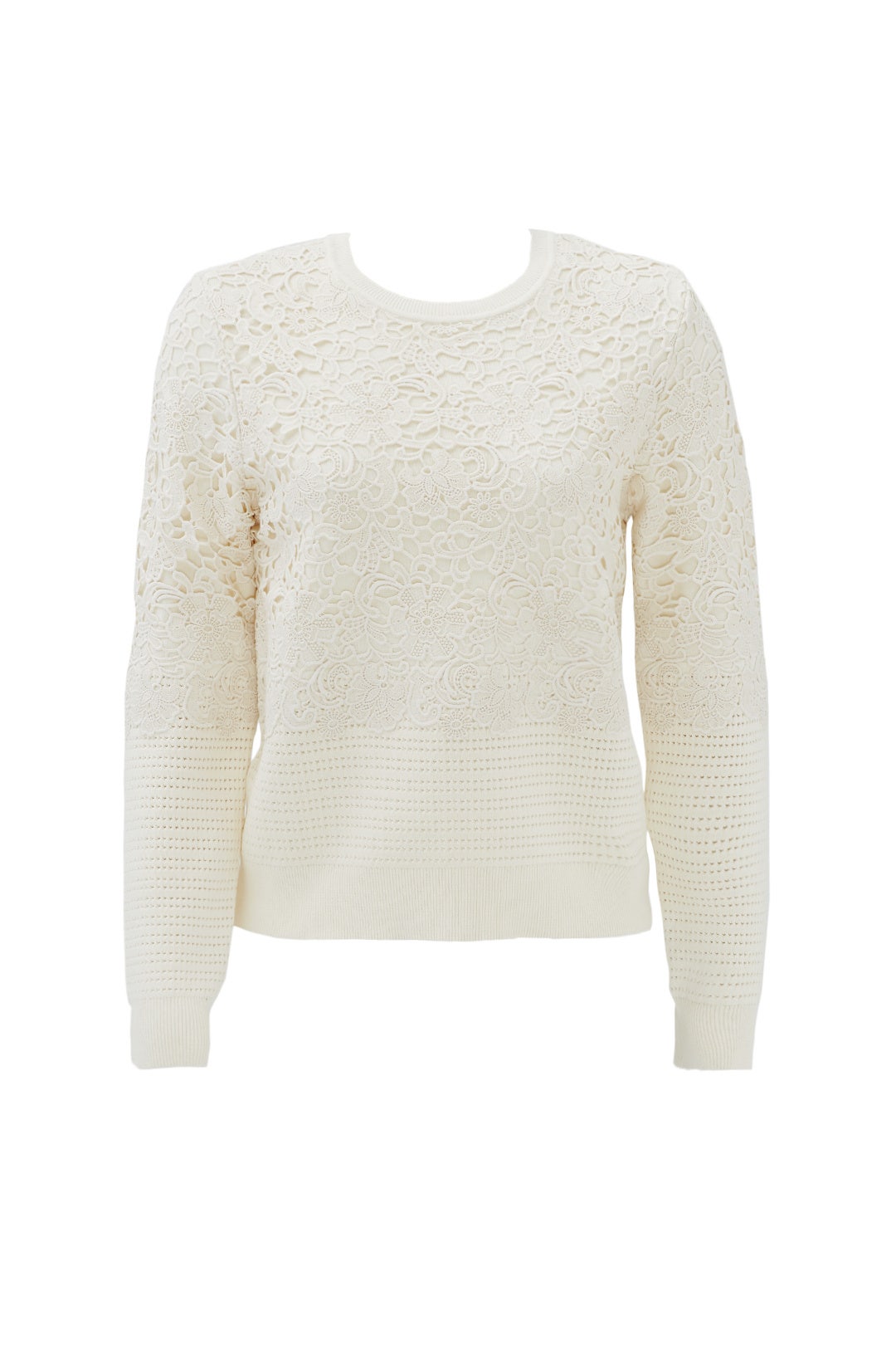 Ivory Pieced Lace Sweater by Tory Burch 3