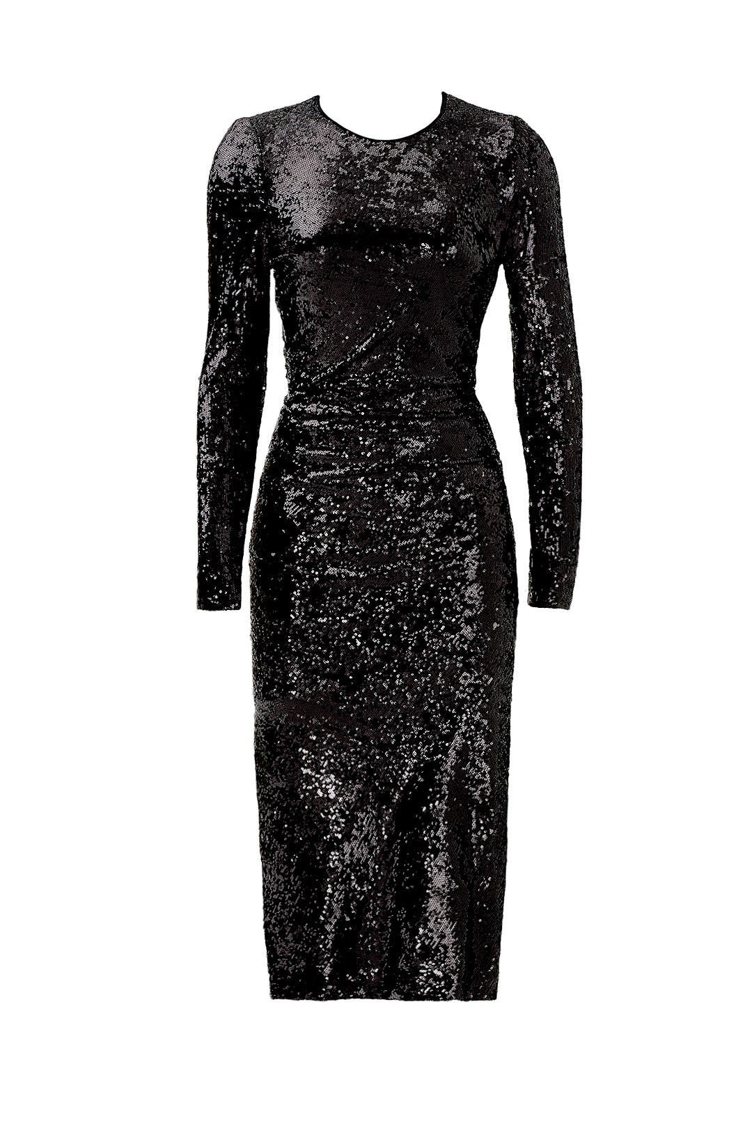 donna karan cashmere sequin dress Donna Karan Women's Sequin Floral Faux Wrap Gown - Black