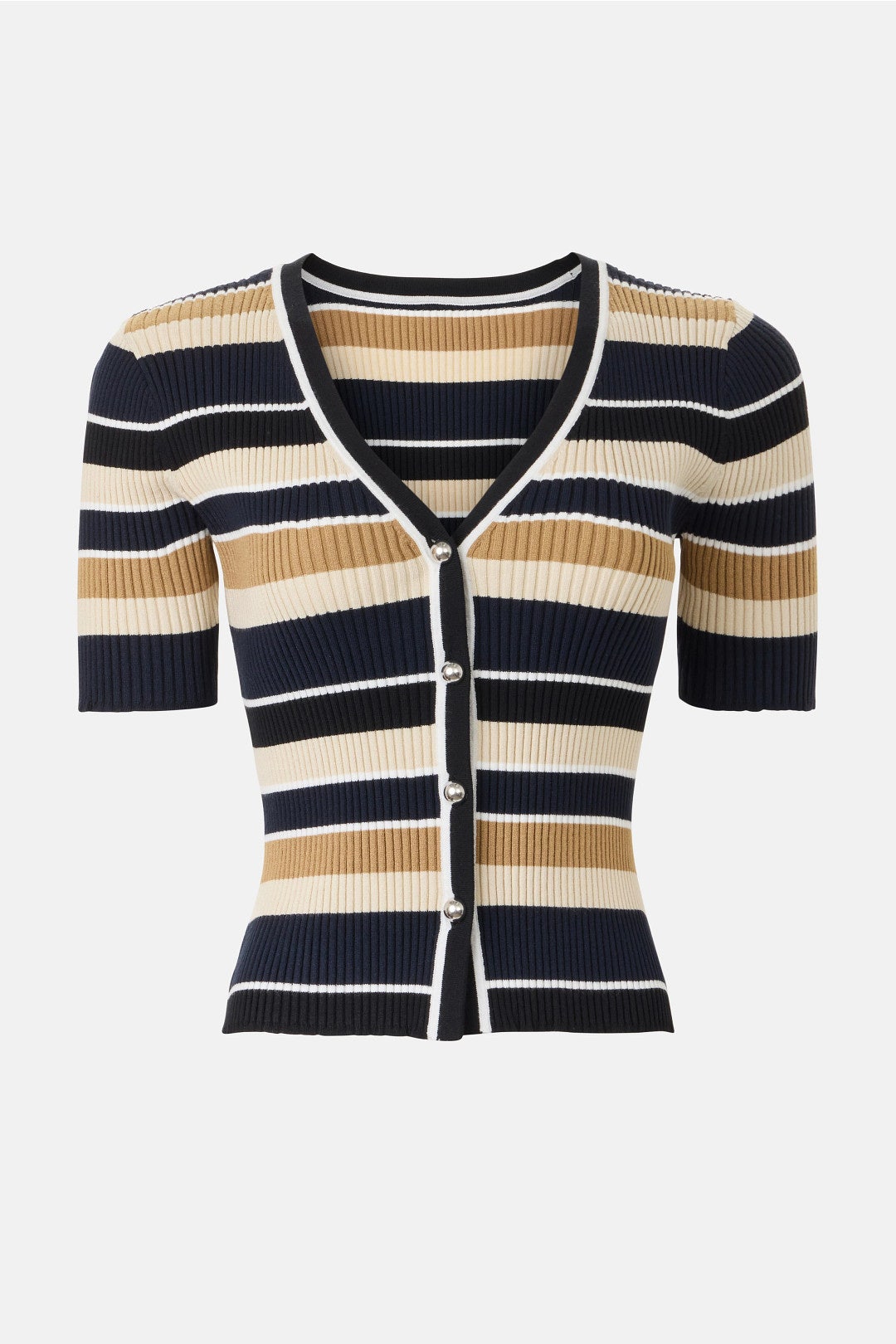 Short Sleeved Striped Cardigan by Toccin