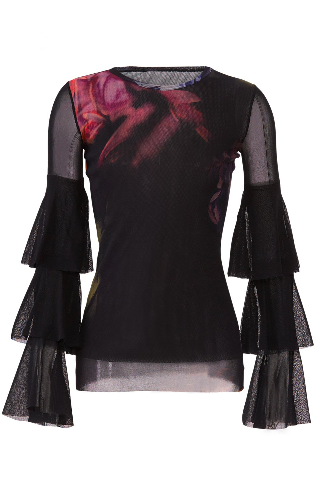 Black Ruffle Sleeves Top by Fuzzi
