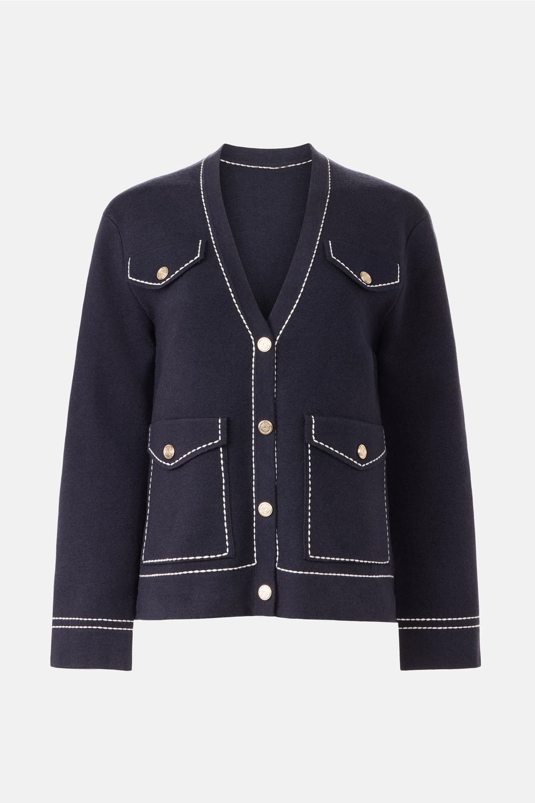 Moussy Contrast Stitch Cardigan by Maje | Rent the Runway