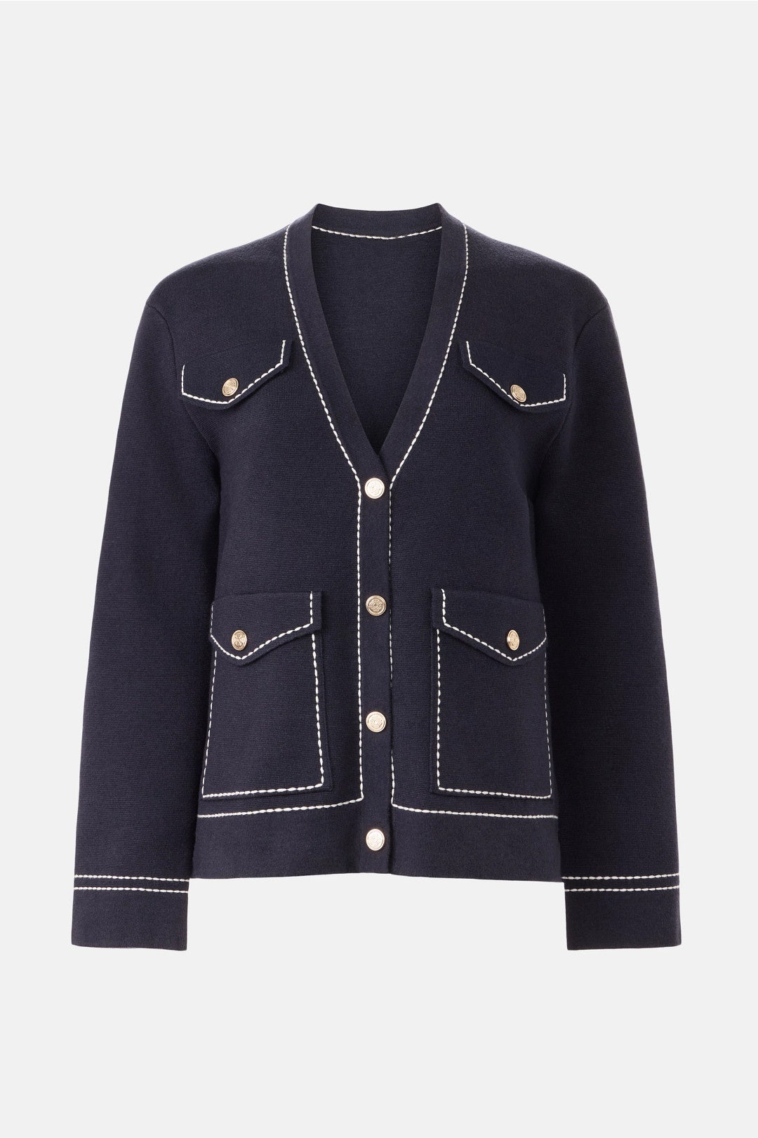 Moussy Contrast Stitch Cardigan by Maje 4