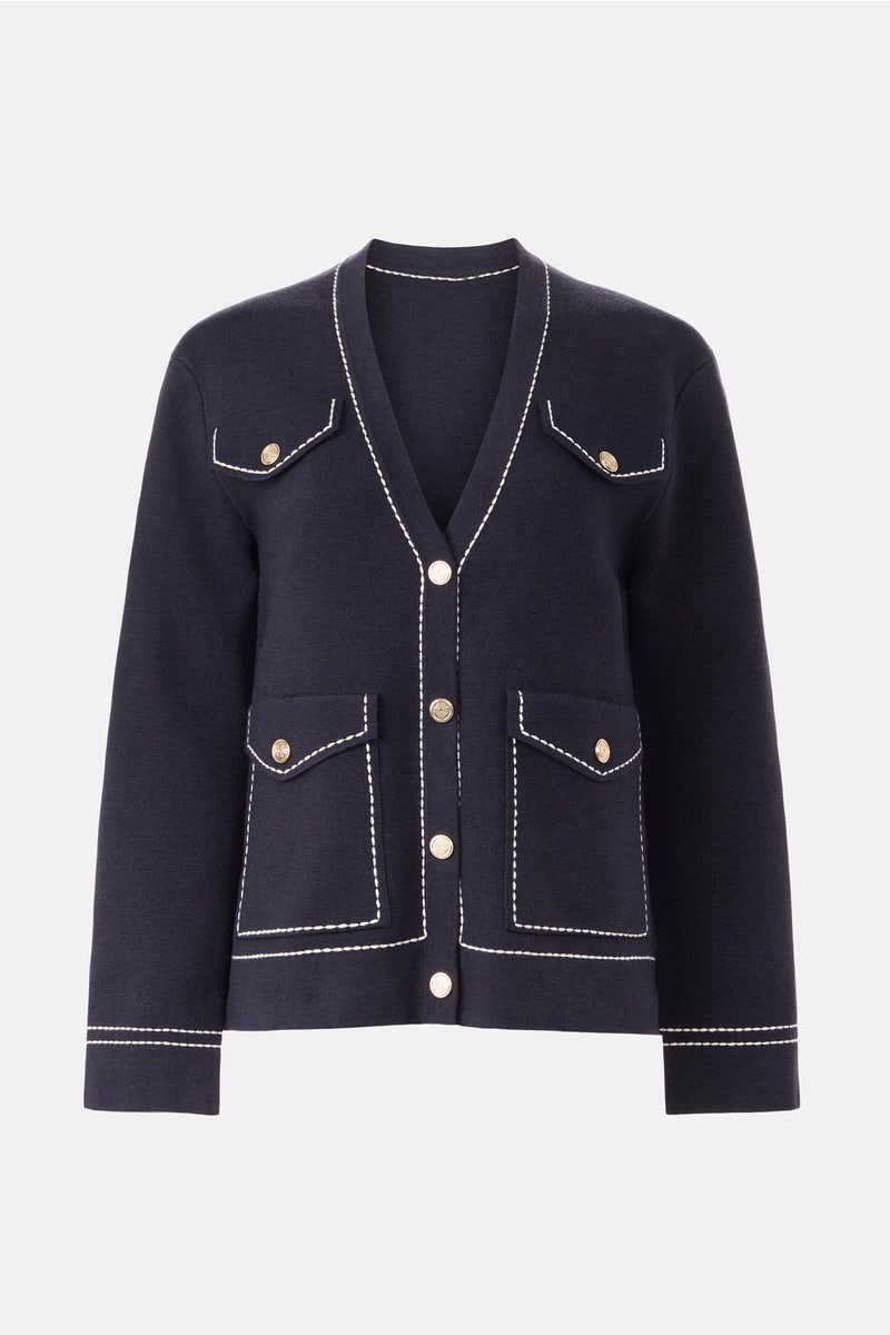 Moussy Contrast Stitch Cardigan by Maje - Photo 4