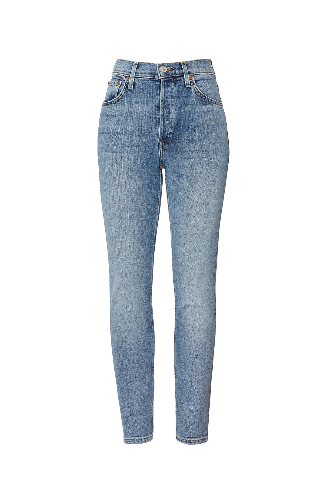 Light Wash High Rise Ankle Crop Jeans by RE/DONE 3