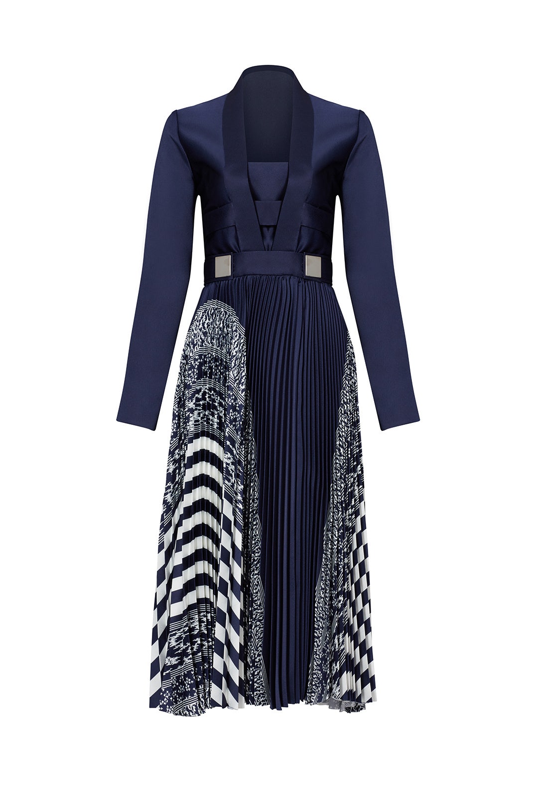 Blue Printed Pleated Dress by Carven