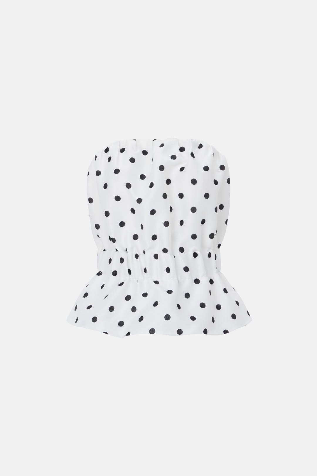 トップス MIRTREASS Polka Dot Peplum Ribbon Top MIRTREASS Polka Dot Peplum Ribbon Top POLKA DOT PEPLUM TOP