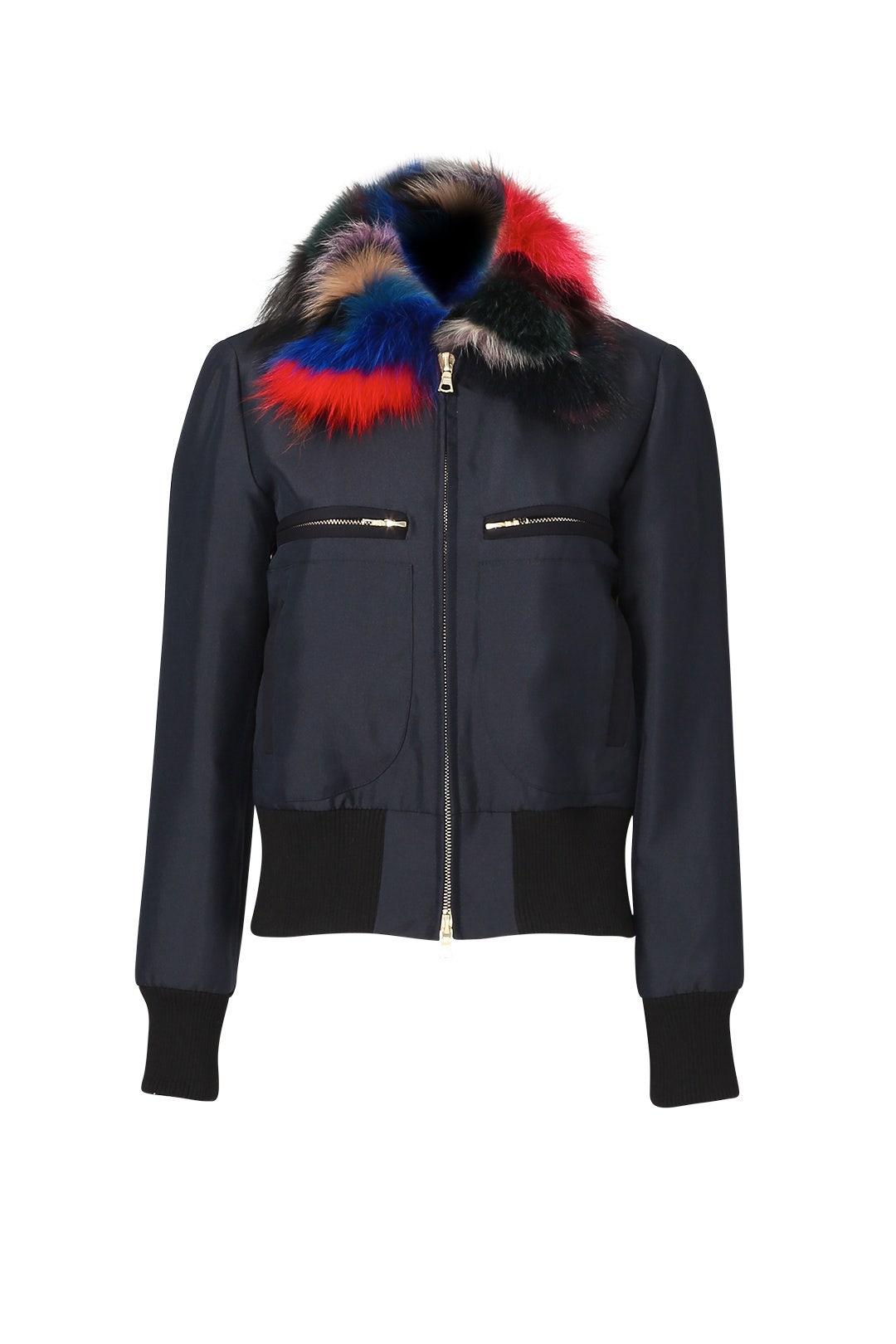 Multicolor Fur Collar Bomber by Harvey Faircloth