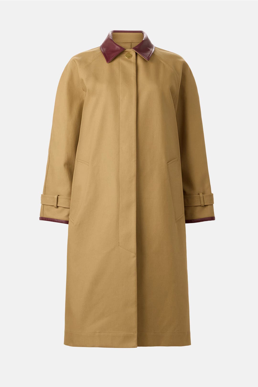 Joey Khaki Contrast Collar Trench Coat by Sandro | Rent the Runway