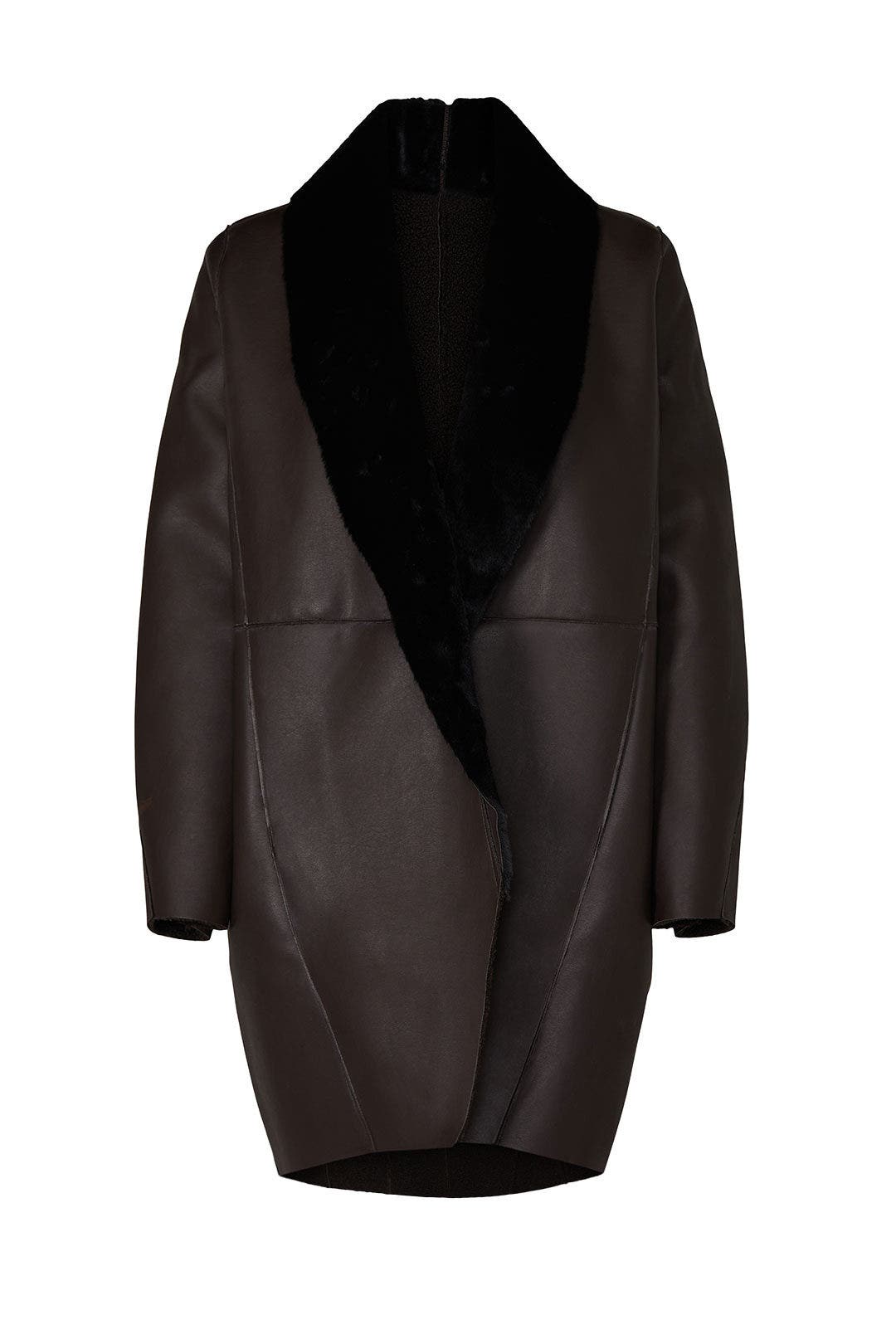 Brown Faux Leather Coat by Victor Alfaro x RTR 4