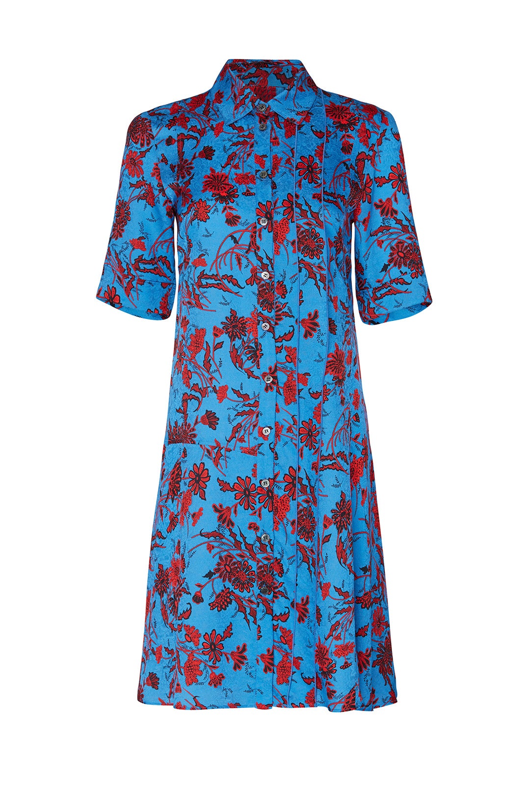 Floral Short Sleeve A-Line Shirtdress by DEREK LAM
