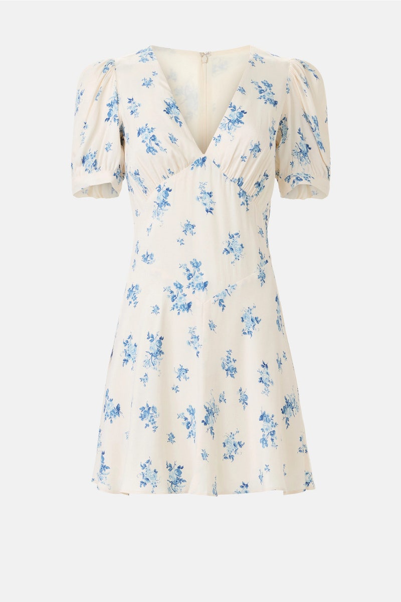 reformation blue and white floral dress Print Midi Length - Dresses, Clothing - WRFMN369651 this dreamy dress is easy to style up or down. Grady Dress by Reformation |