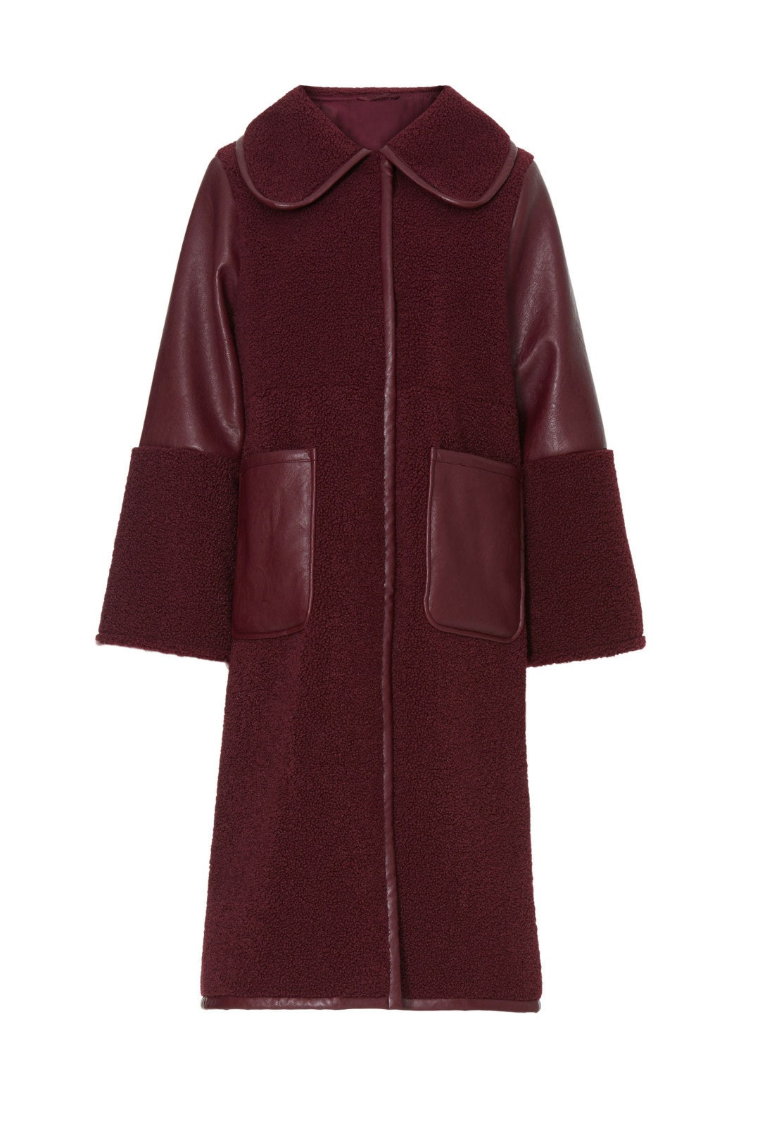 Maroon Shearling Coat by Baum und Pferdgarten 4
