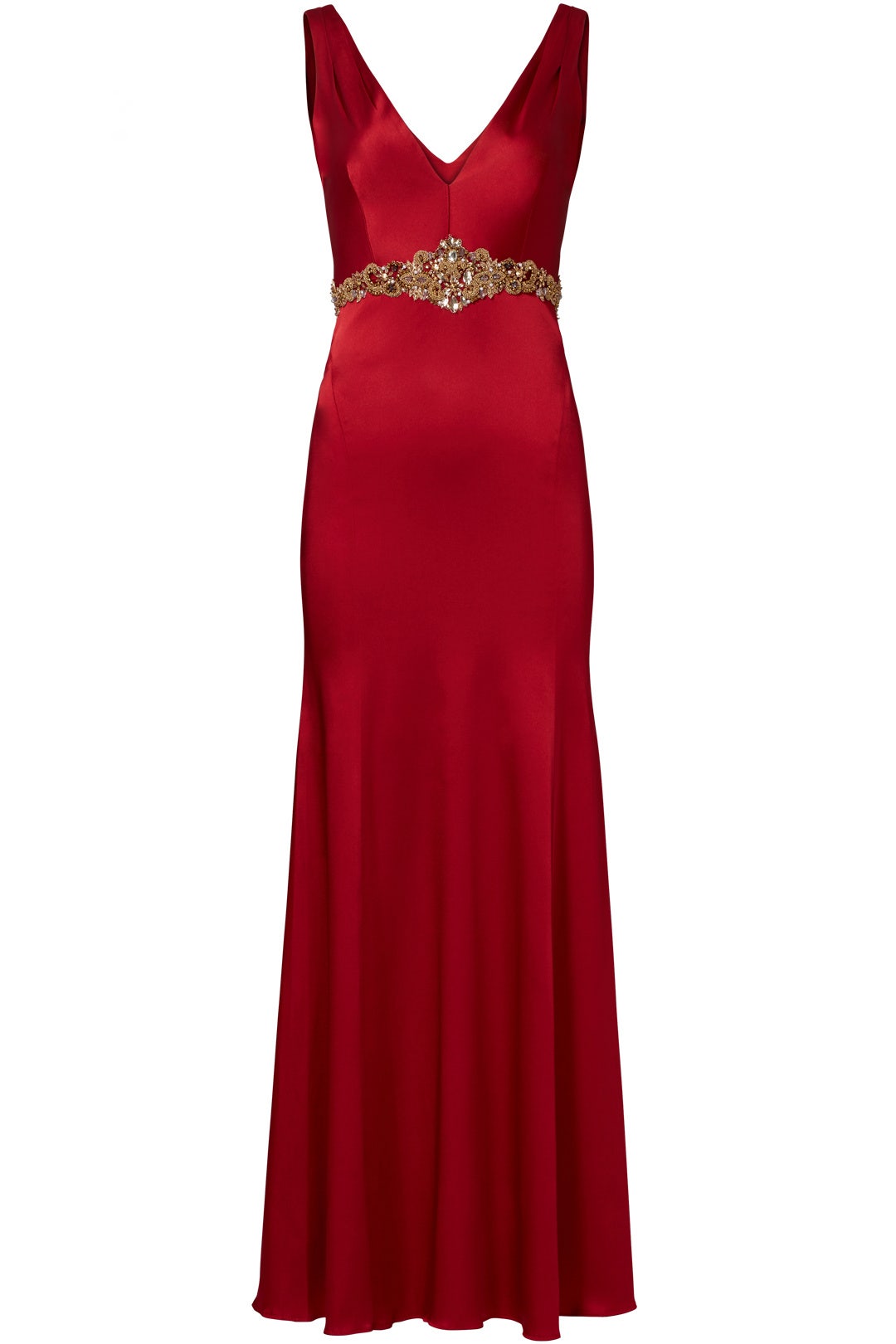 Wine Stretch Satin Gown by Marchesa Notte 3