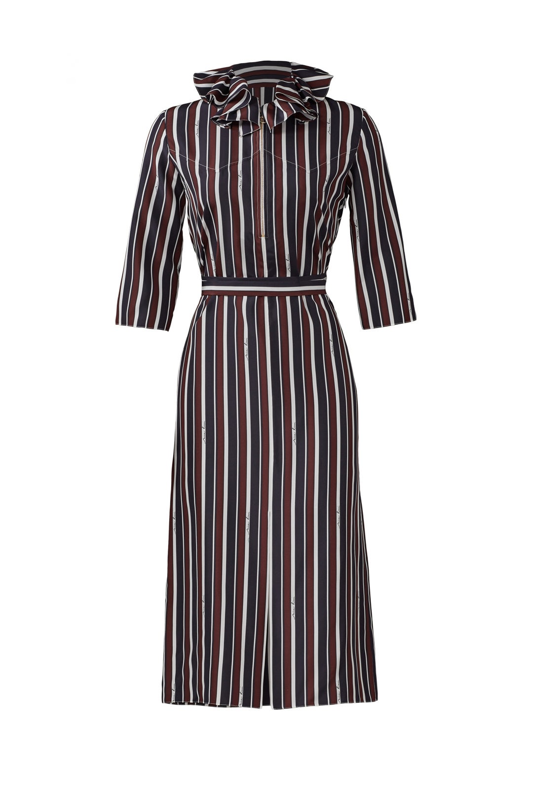 Striped Ruffle Collar Dress by Nina Ricci