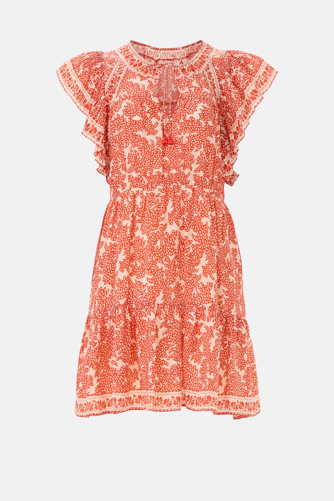 Flutter Sleeve Tie Neck Mini Dress by Sea NY x RTR