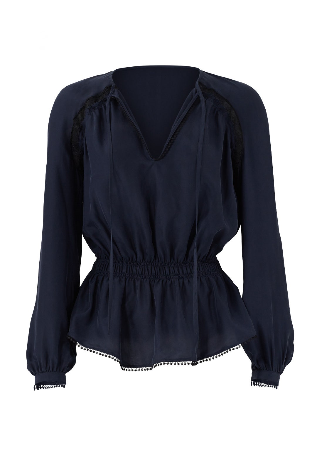 Navy Peaking Lace Tie Top by Derek Lam 10 Crosby