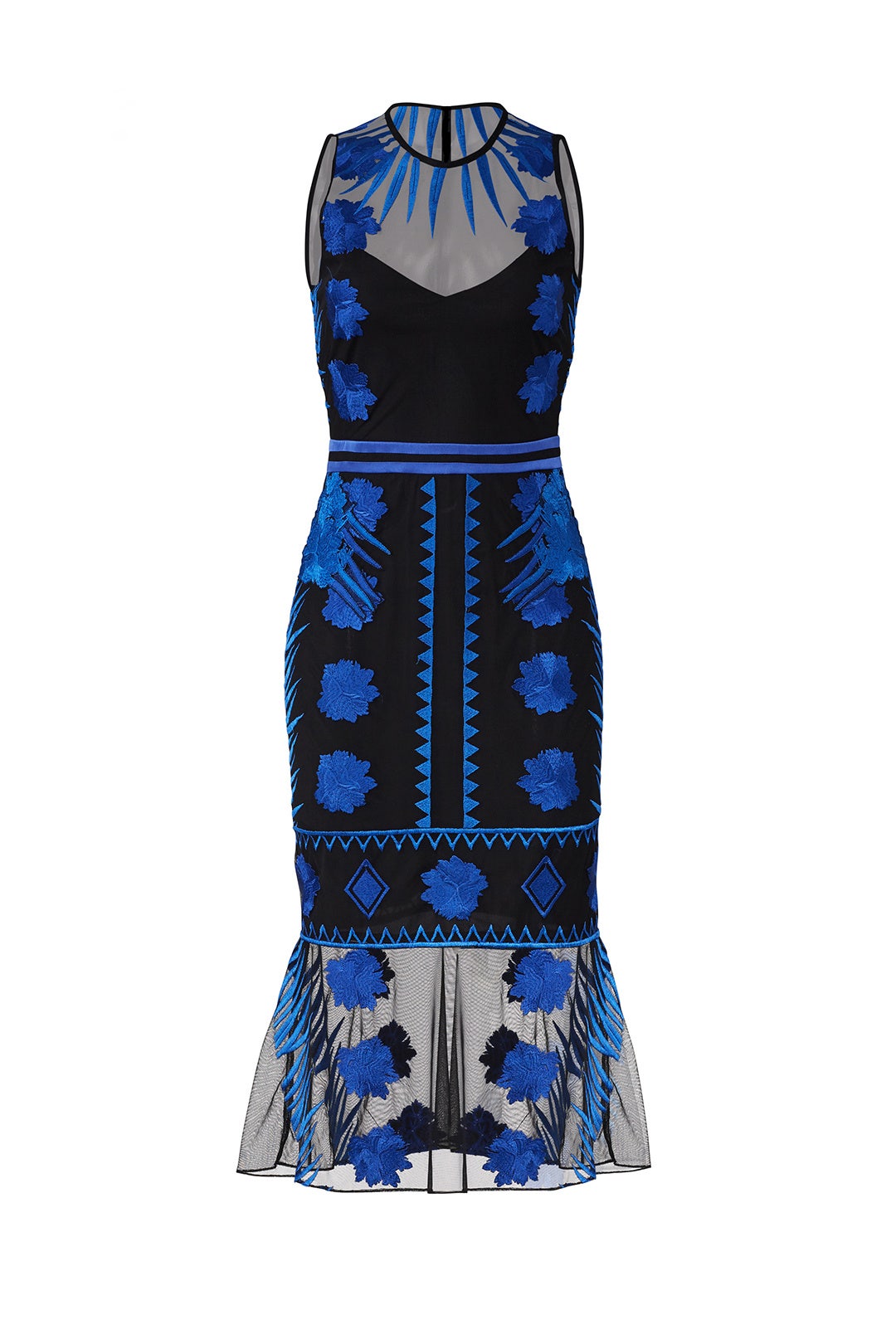Blue Mesh Flutter Dress by Nicole Miller