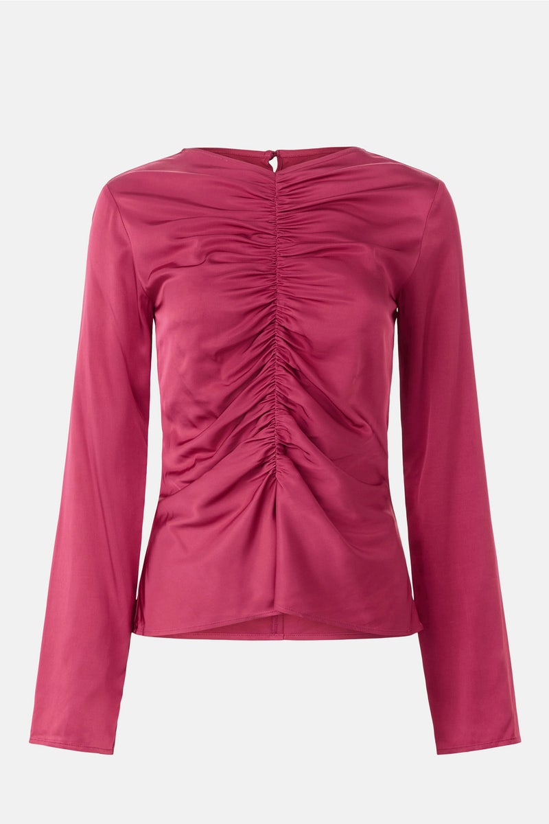 Allure Gathered Long Sleeve Blouse by THIRD FORM - Photo 4