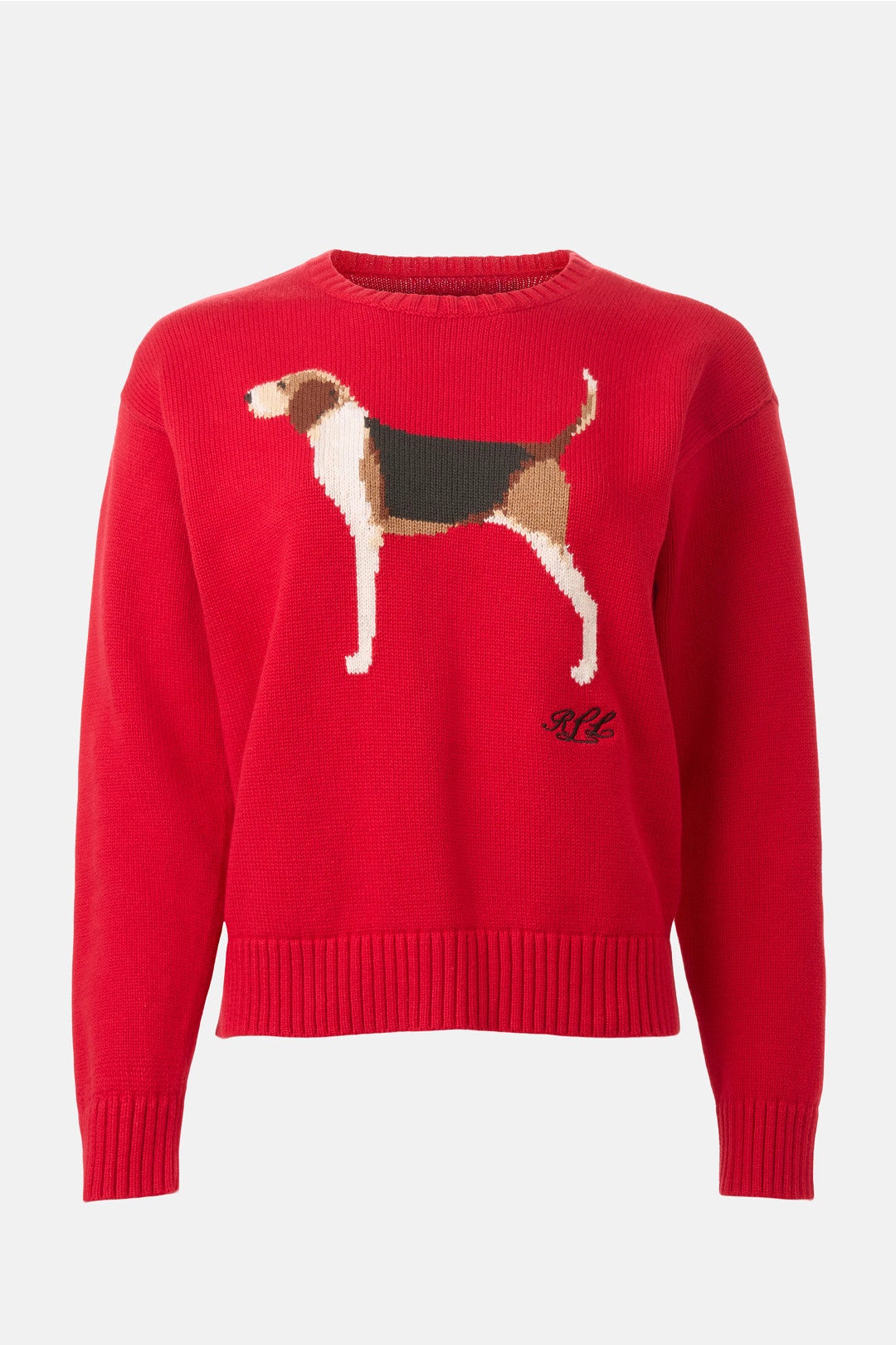 Red Combed Cotton Riednee Long Sleeve Pullover