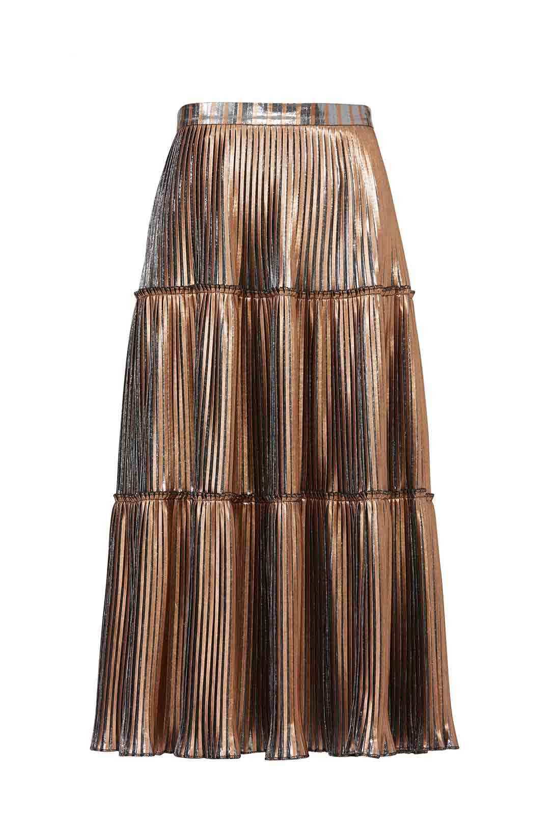 Gold Two Tone Pleated Skirt by Nicole Miller 3