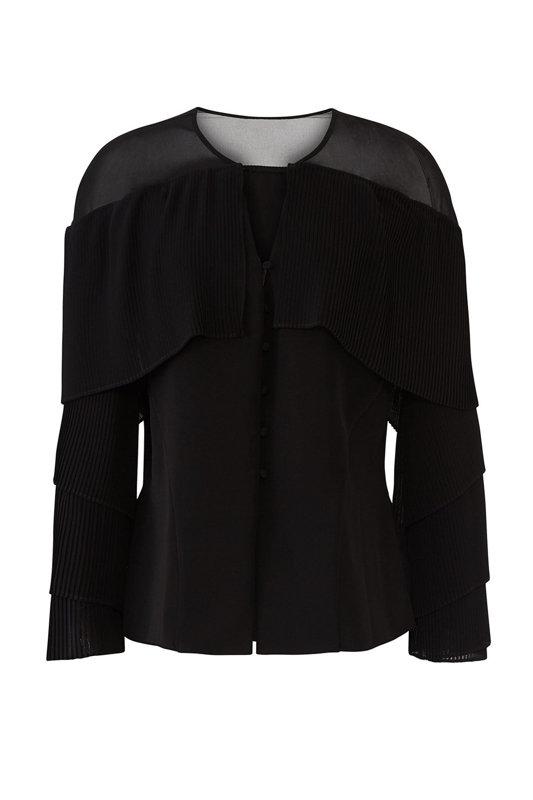 Black Pleated Sleeve Blouse by Prabal Gurung x RTR