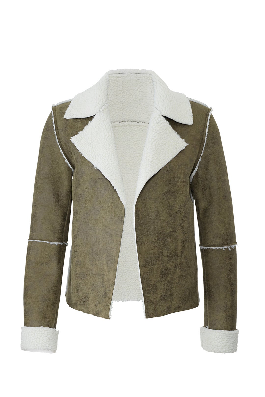 Green Faux Shearling Jacket by VIGOSS 3