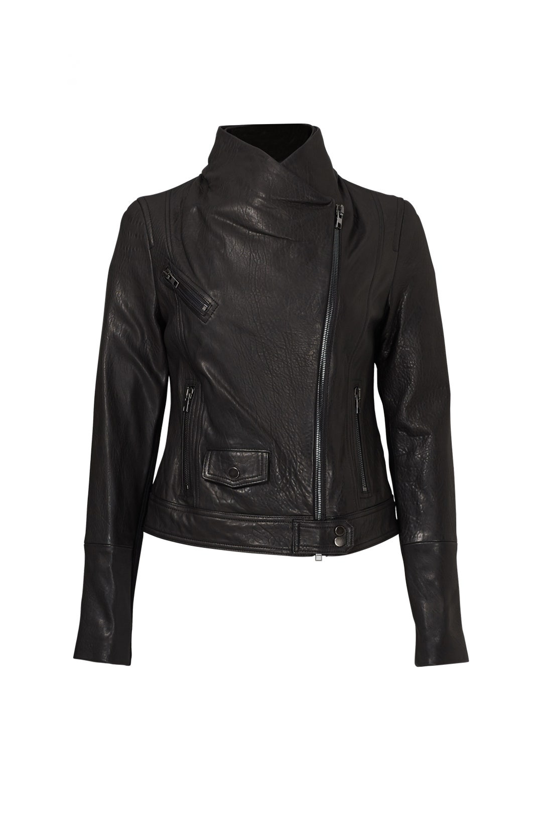 Black Leather Moto Jacket by VINCE. 3