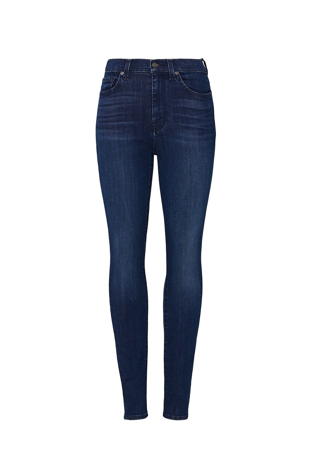 Blue High Waist Skinny Ankle Jeans by 7 For All Mankind
