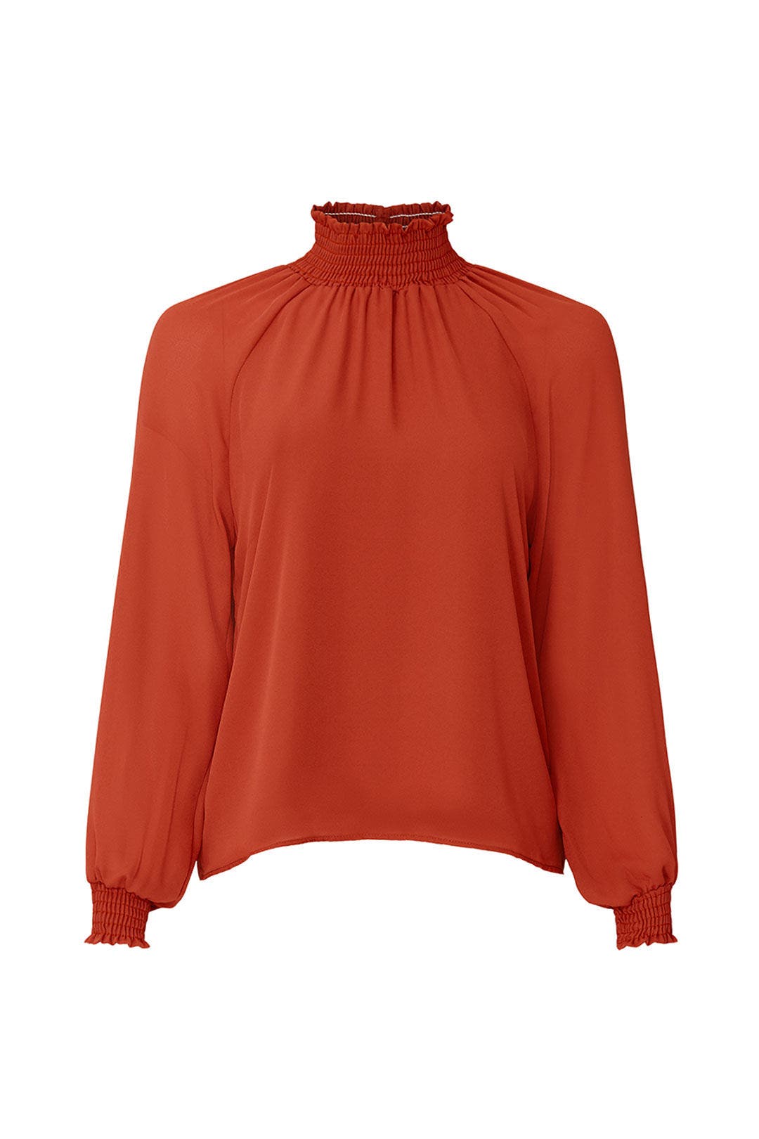 Brick Smocked Turtleneck Top by krisa