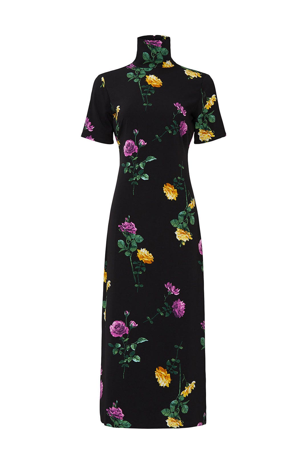 Black Floral Mock Neck Dress by Louna 4