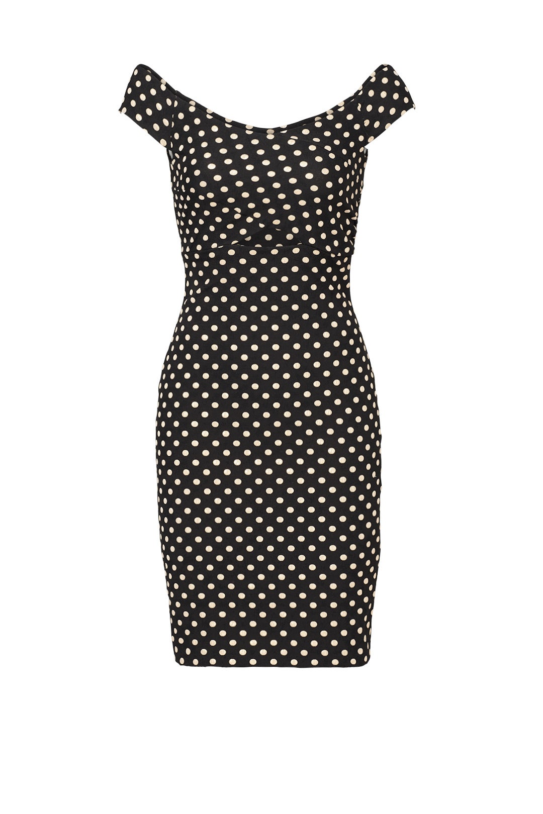 Gold Dot Off Shoulder Sheath by Nicole Miller