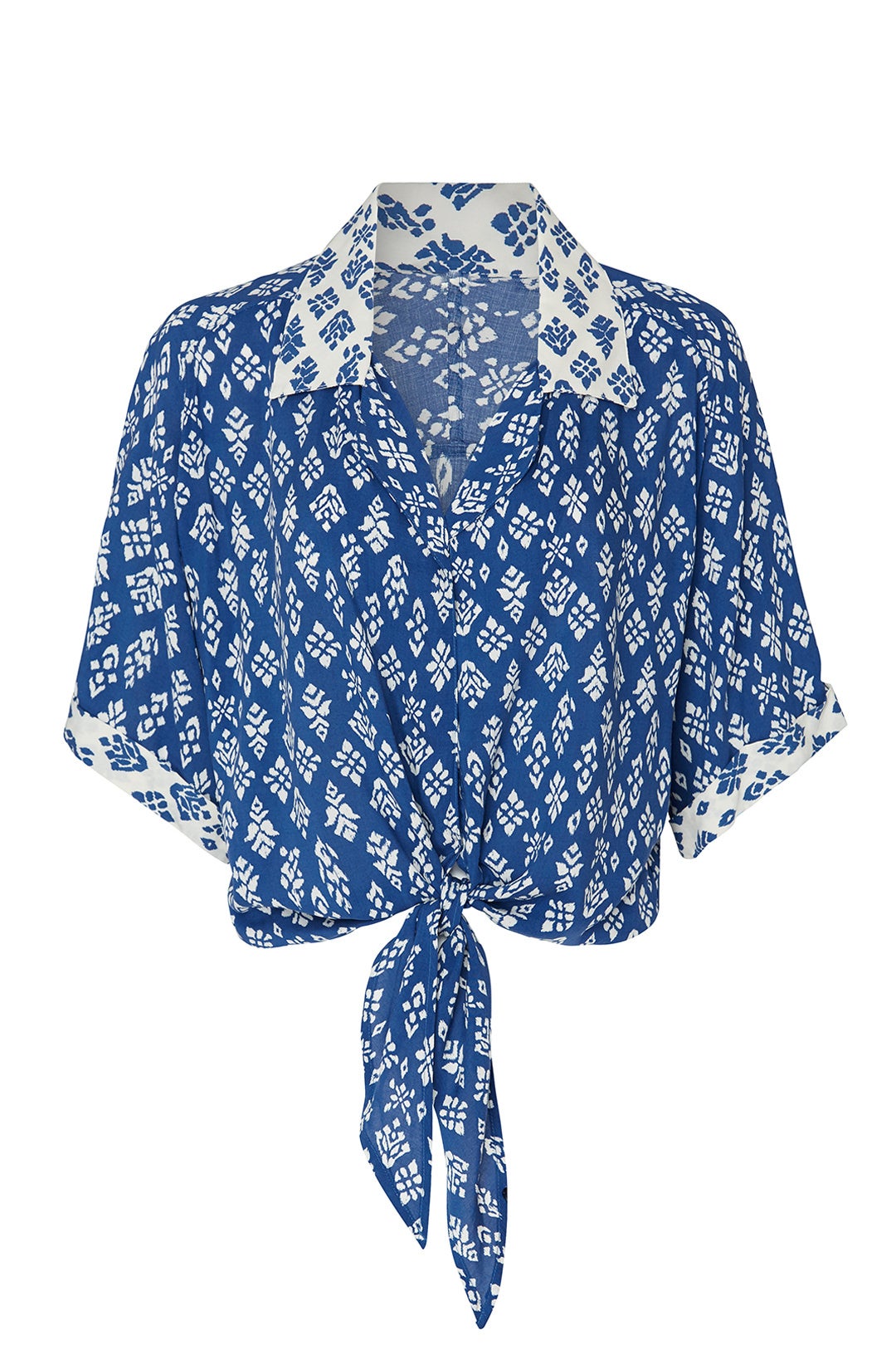 Contrast Tie Front Shirt by Fifteen Twenty