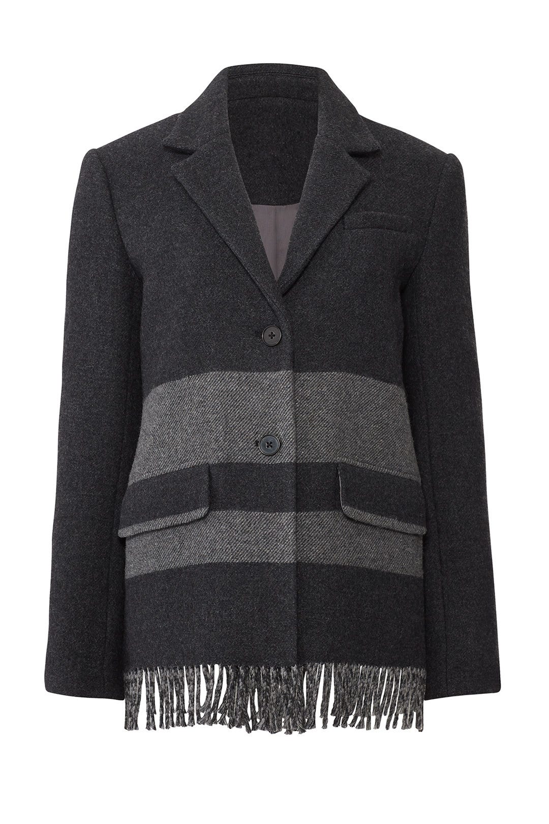 Grey Fringe Hem Jacket by Derek Lam 10 Crosby