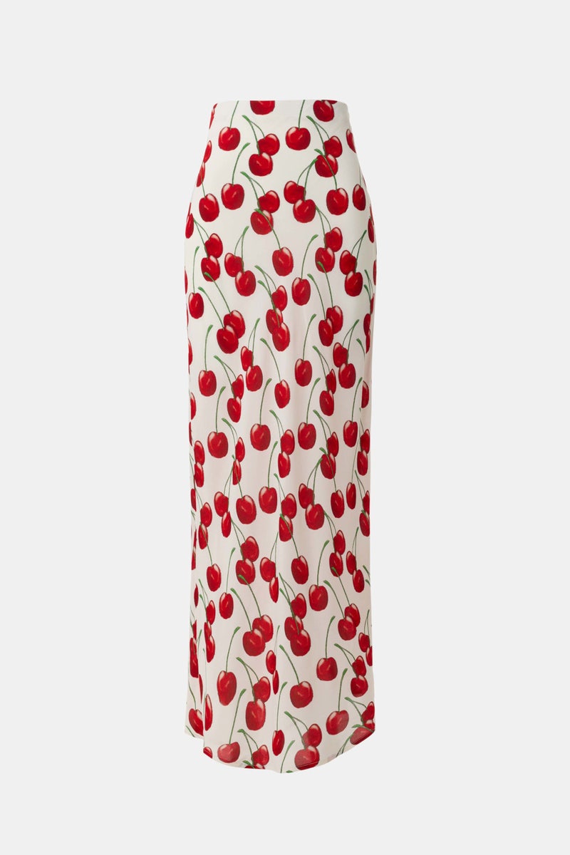 White Cherry Bias Maxi Skirt by Muma World - Photo 4