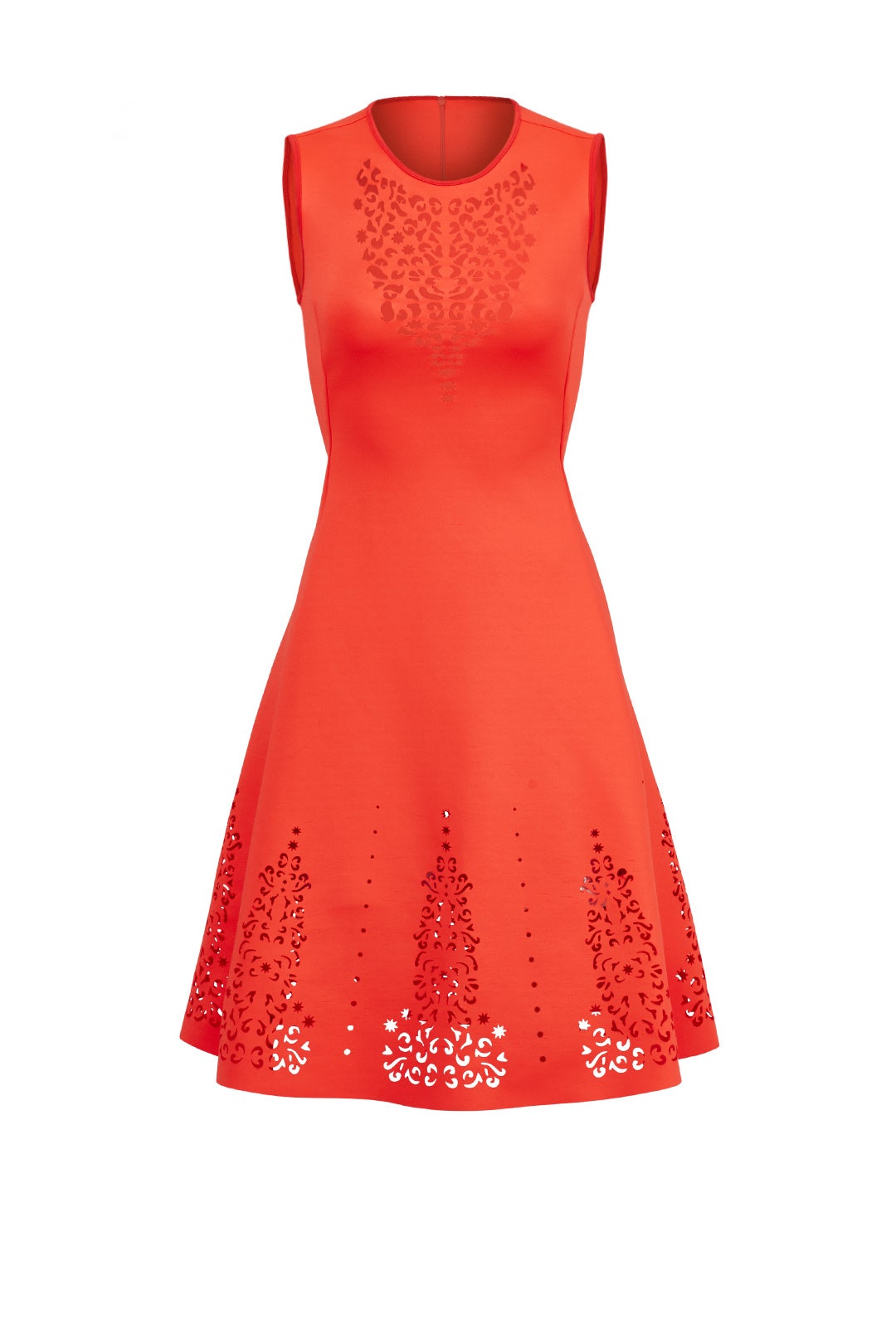 Red Lasercut Flared Dress by Clover Canyon