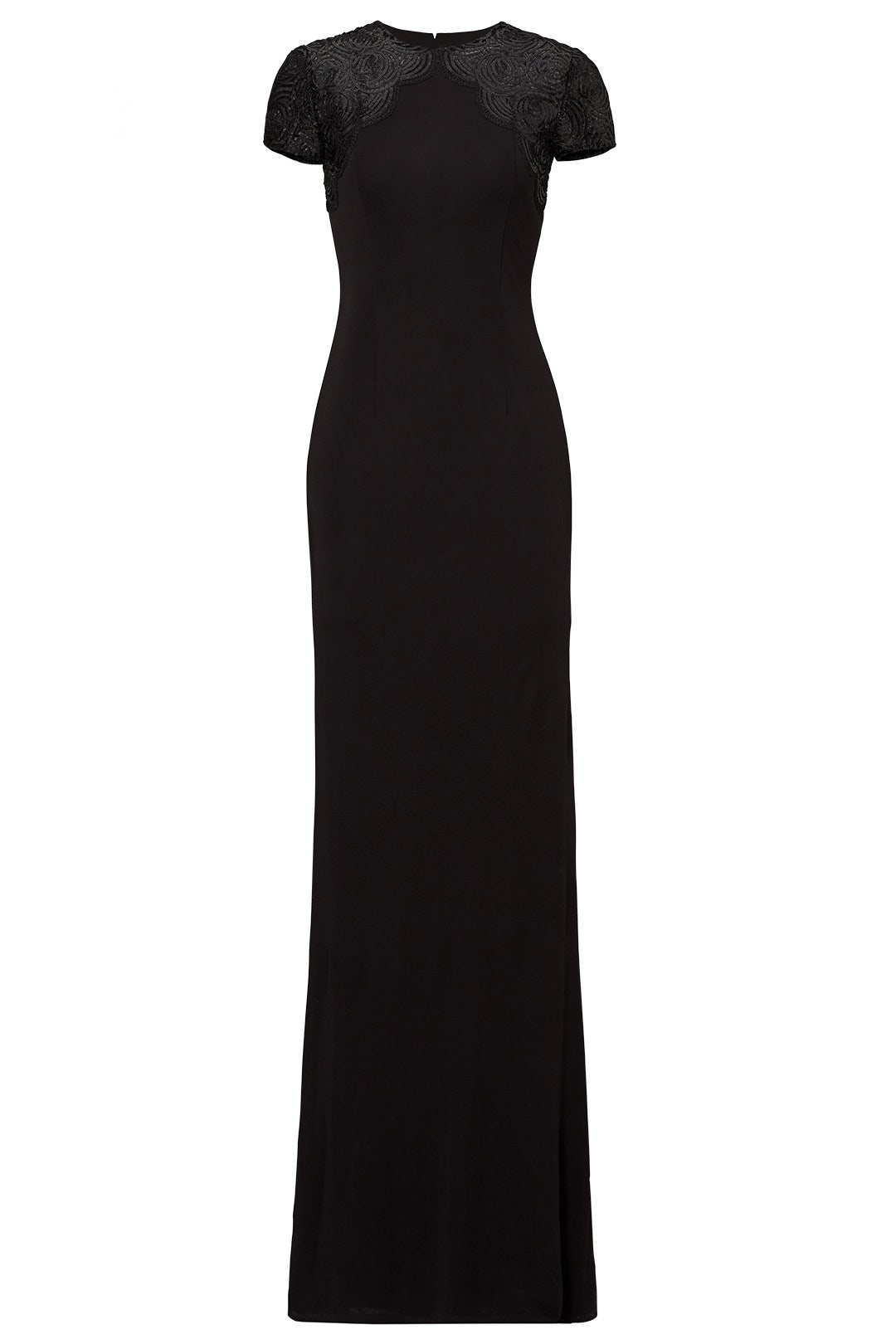 Black Rosette Yoke Gown by David Meister 3