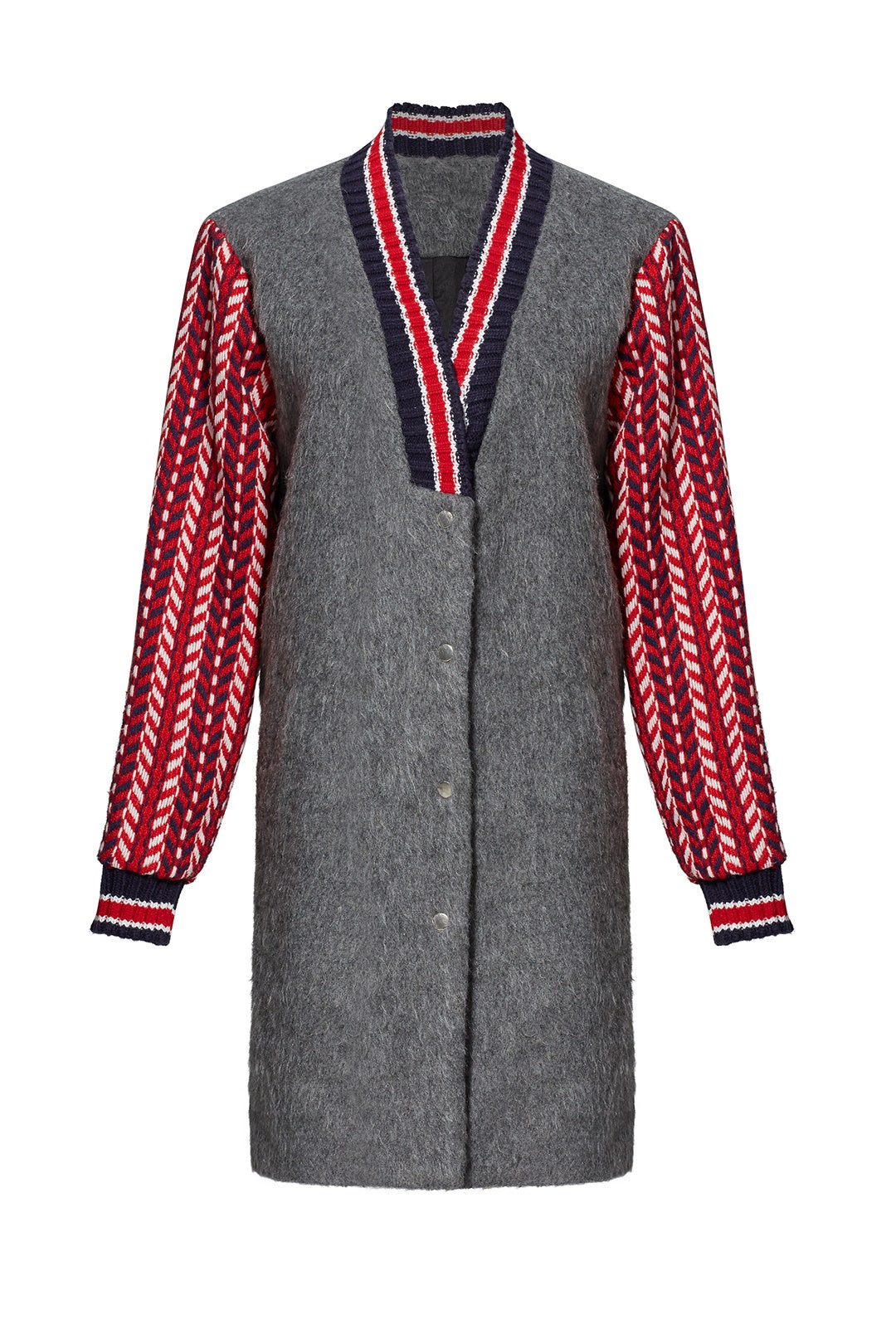 Grey Wool Varsity Coat by English Factory