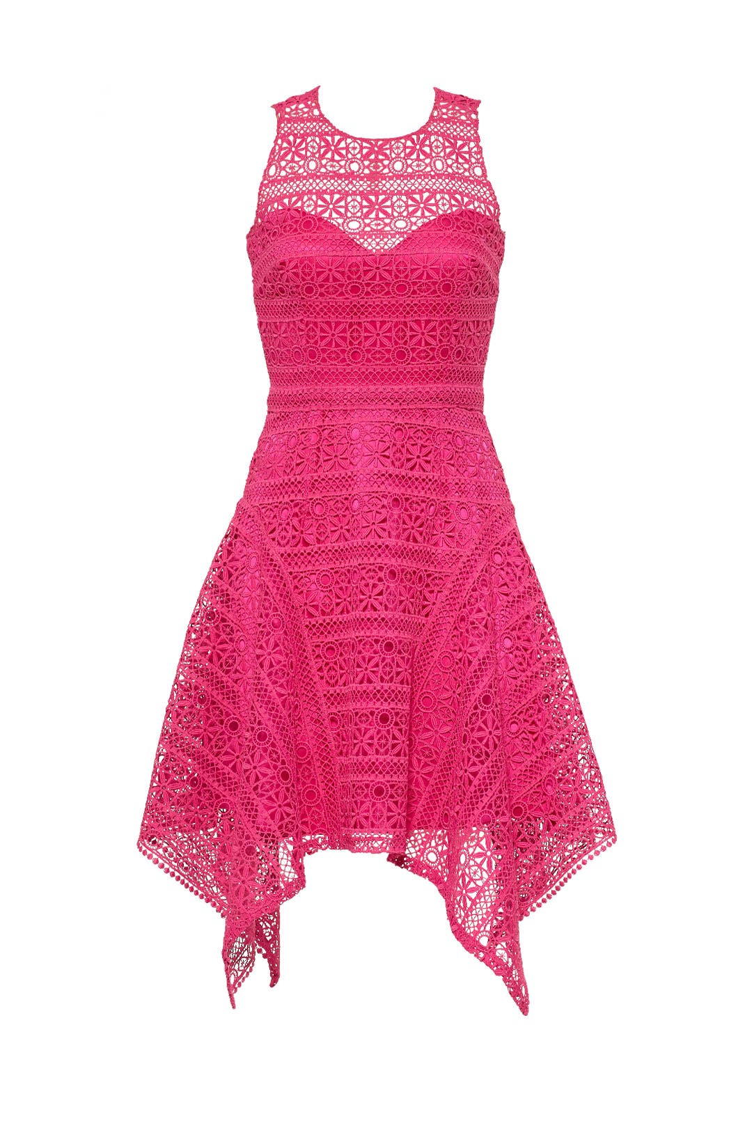 Magenta Lace Dress by Theia for $50 | Rent the Runway