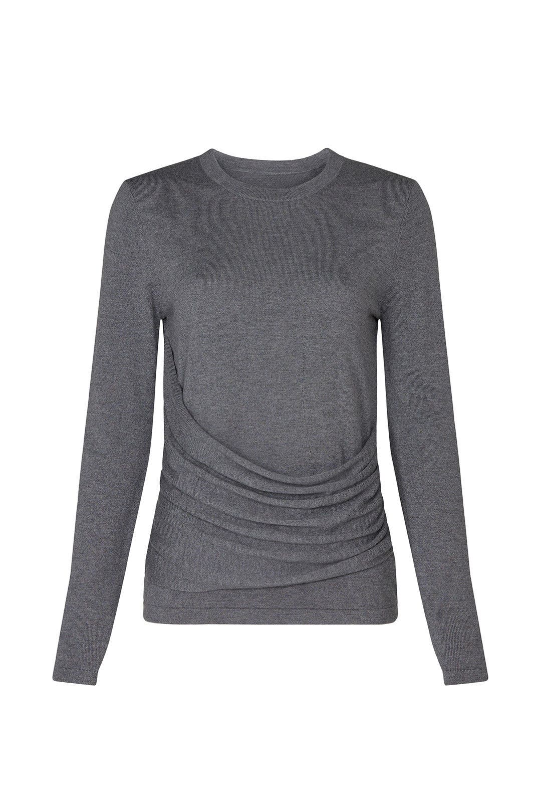 トップス STAND DRAPE PULLOVER Black Side Drape Top With Front Zip – IC Collection