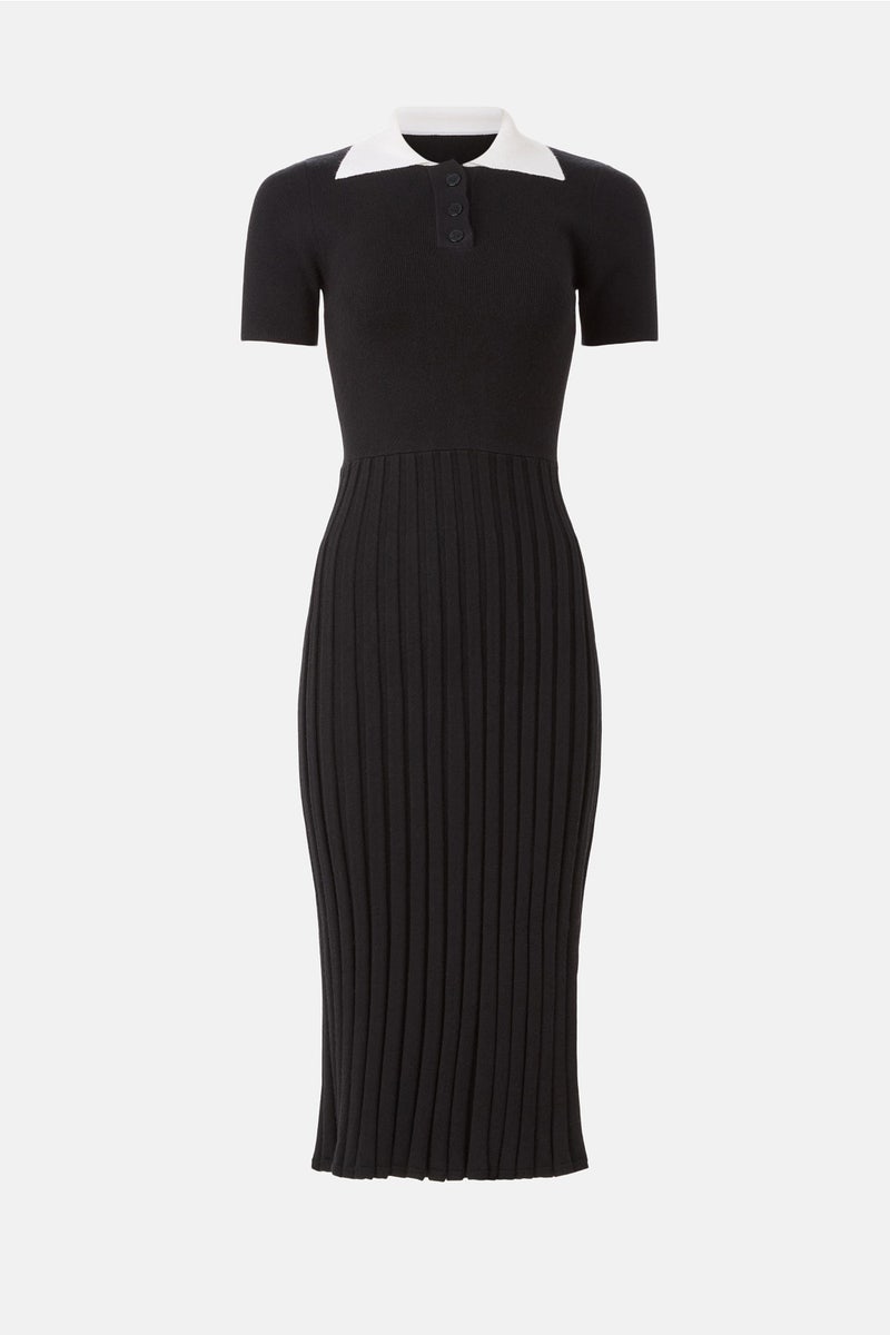 Black Collared Knit Dress by Alexia Admor - Photo 4