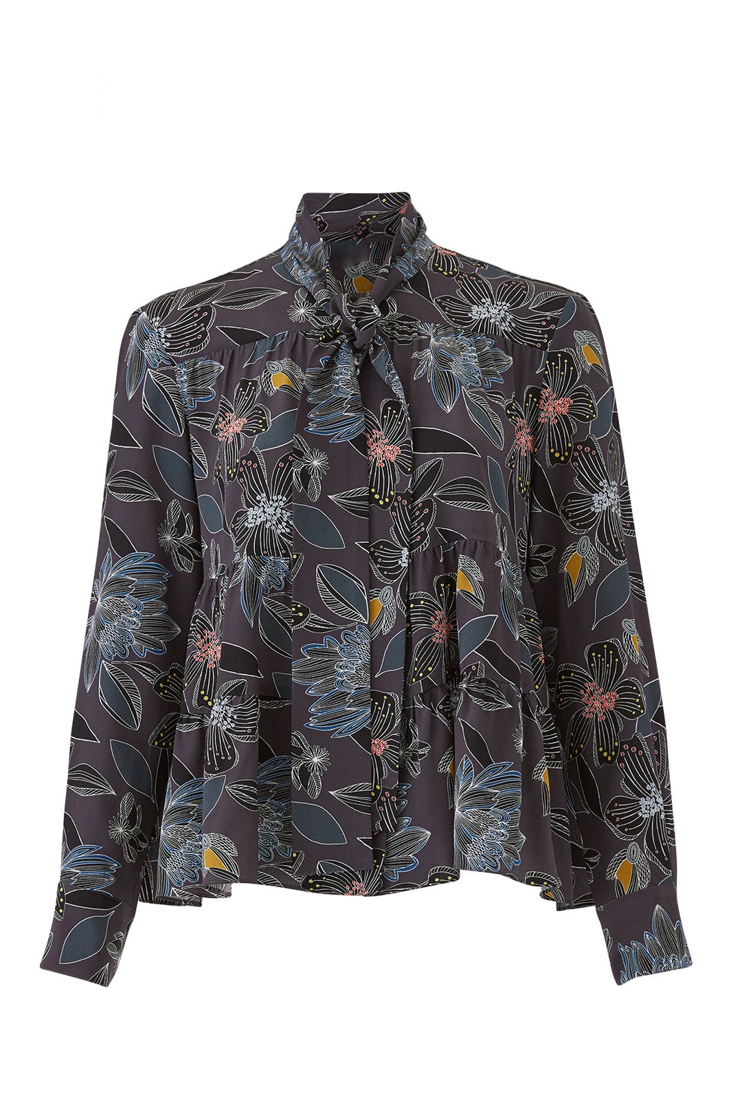 Tiered Tie Floral Blouse by Becken